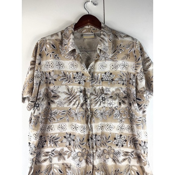 Alfred Dunner‎ Floral Button Down Shirt Short Sleeve Neutral Print 18W - Picture 2 of 9